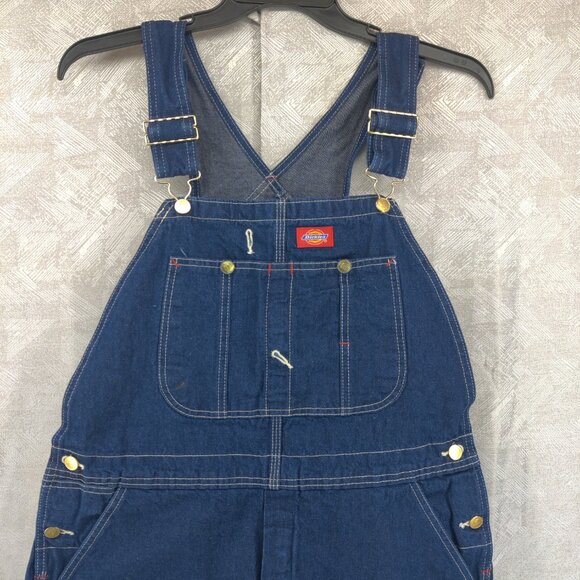 Dickies Overalls Mens 38x32 Blue Denim Bib Workwear Hammer Carpenter Zip Fly - Picture 3 of 16